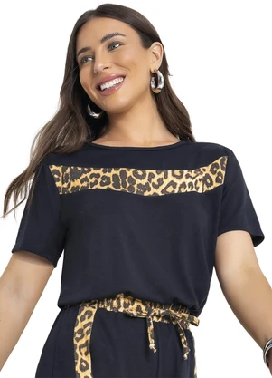Moda Pop - Blusa Preto em Poliviscose - MODA POP