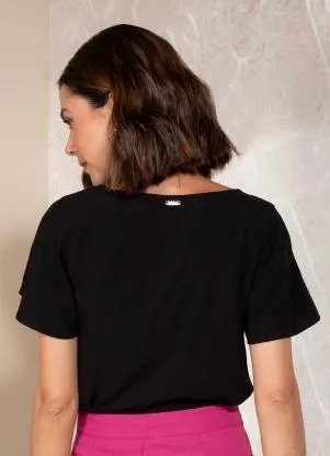 Quintess - Blusa Preto em Viscose Plana - QUINTESS
