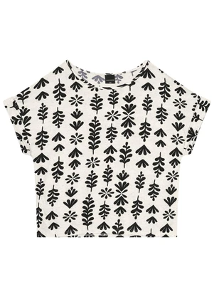 Malwee - Blusa Preto Feminina Ampla Folhagem - MALWEE