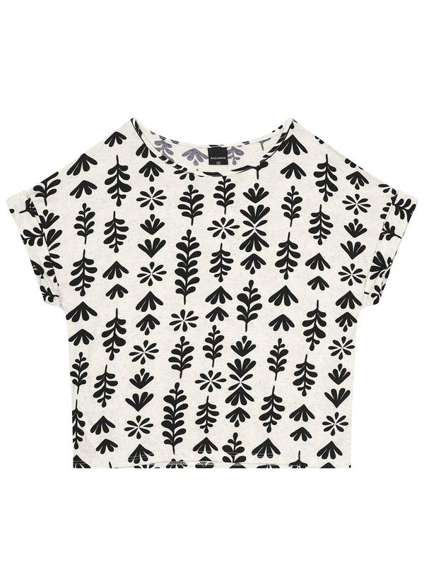 Malwee - Blusa Preto Feminina Ampla Folhagem