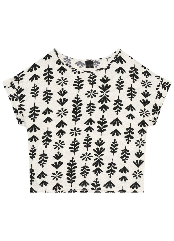 Malwee - Blusa Preto Feminina Ampla Folhagem