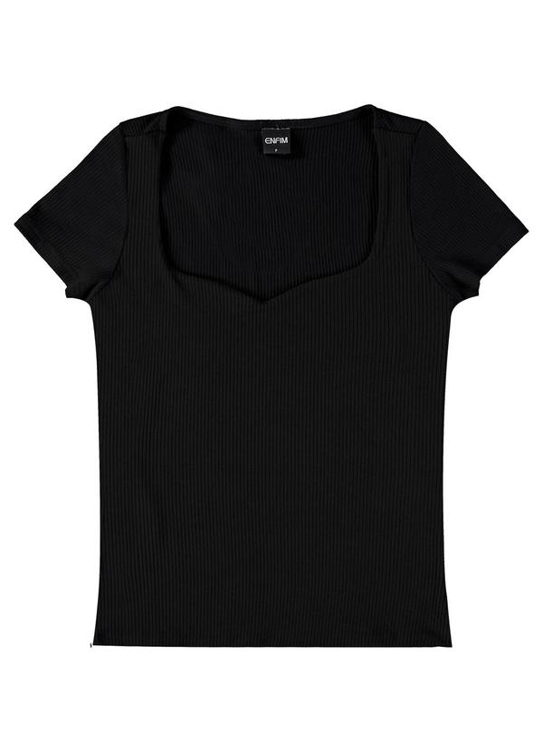 Enfim - Blusa Preto Justa Canelada