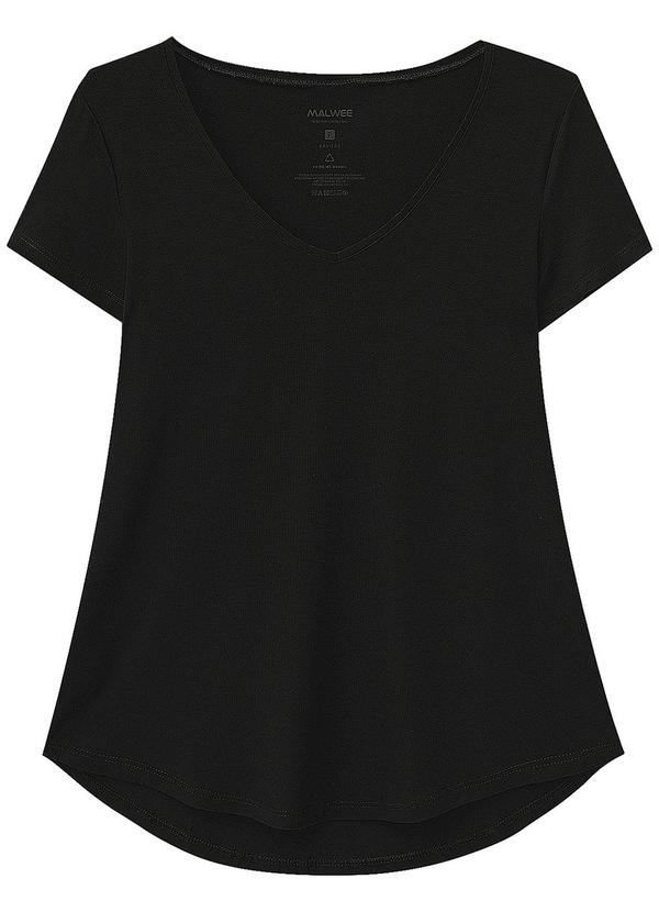 Malwee - Blusa Preto Mullet em Viscose Conforto