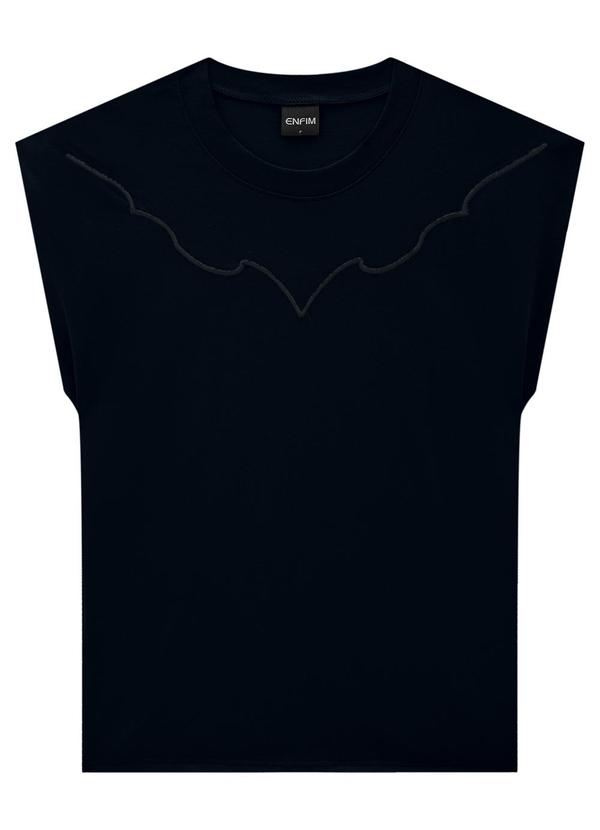 Enfim - Blusa Preto Muscle Tee com Bordado