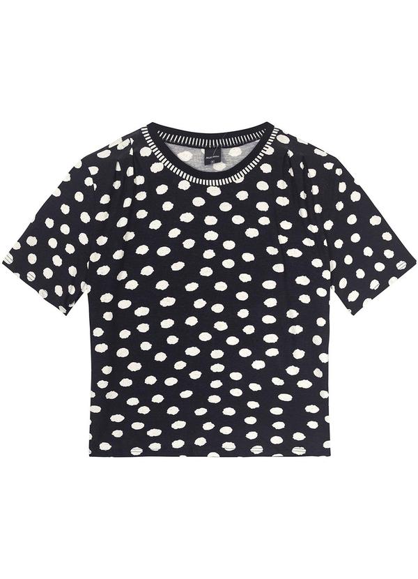 Malwee - Blusa Preto Poá em Viscolinho