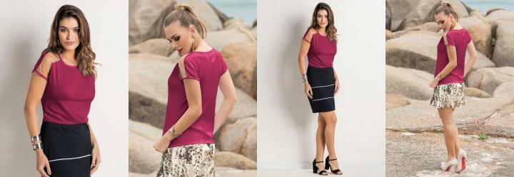 Blusa Prpura com Transparncia nas Mangas