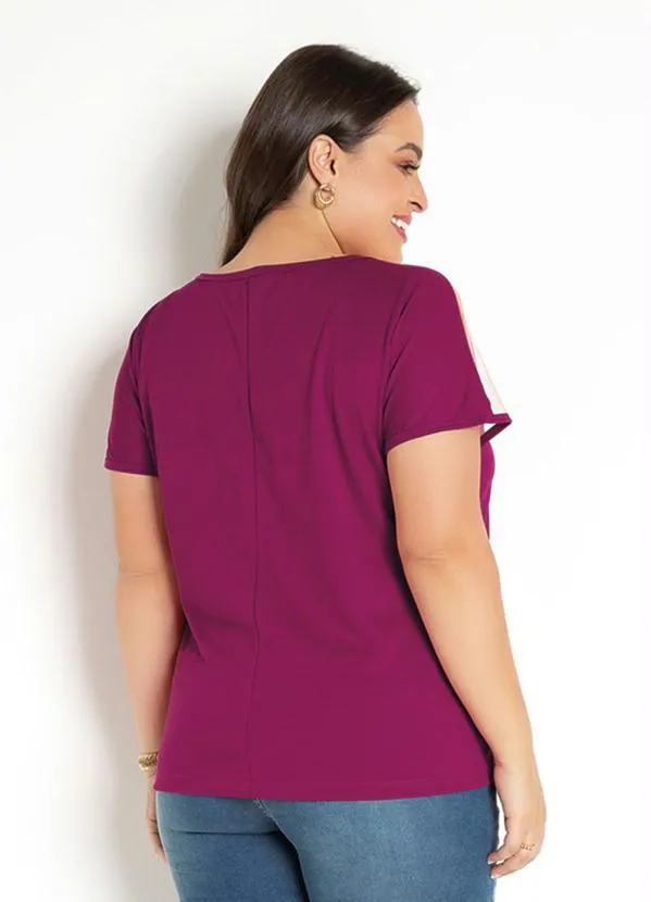 Moda Pop - Blusa Púrpura com Transparência nas Mangas 6