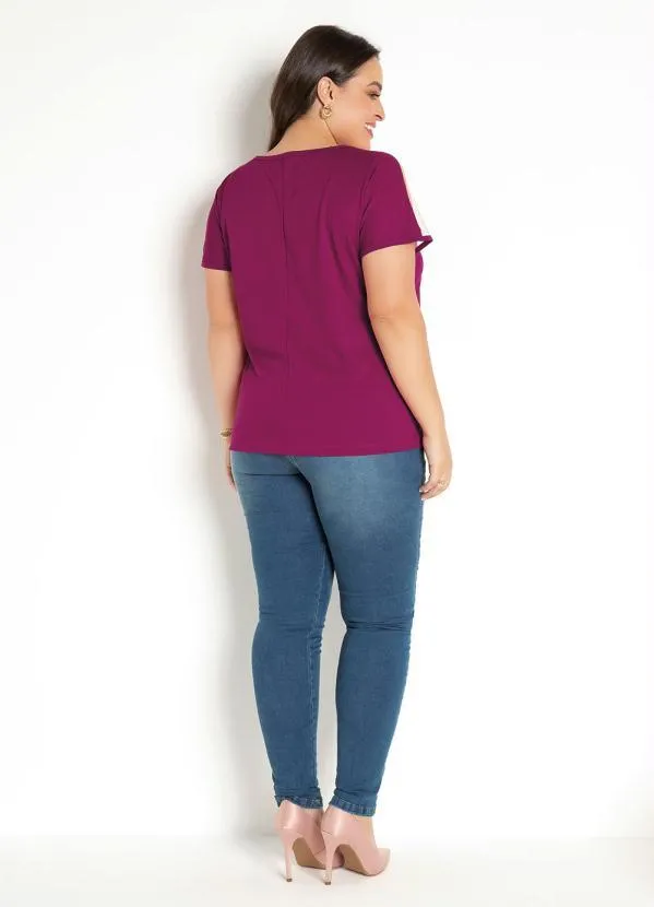 Moda Pop - Blusa Púrpura com Transparência nas Mangas 8