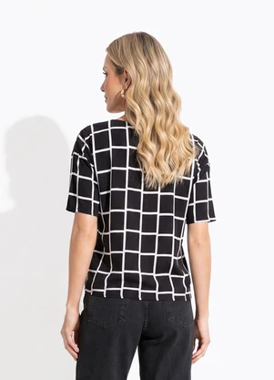 Quintess - Blusa Quadriculada em Viscose Plana - QUINTESS