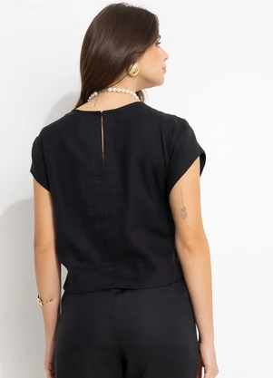 Souq - Blusa  em Linho Preto - SOUQ