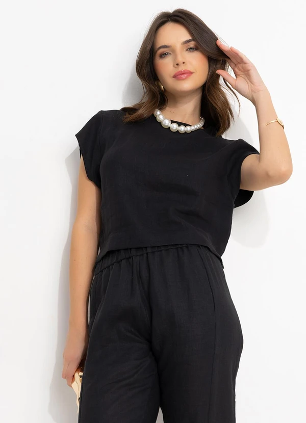 Souq - Blusa  em Linho Preto 7
