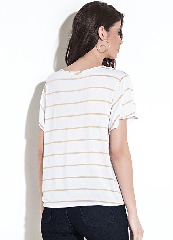 Quintess - Blusa Quintess Branco e Dourado com Amarração 2