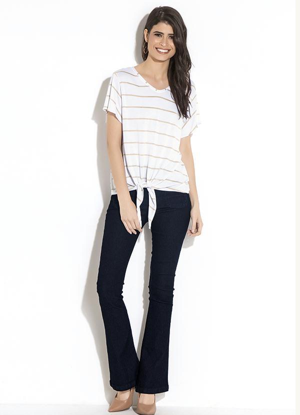 Quintess - Blusa Quintess Branco e Dourado com Amarração 3