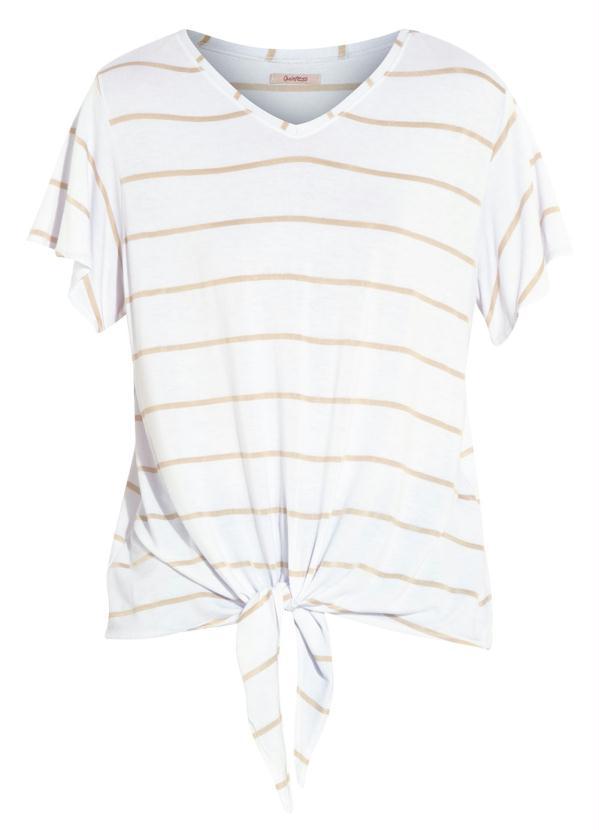 Quintess - Blusa Quintess Branco e Dourado com Amarração 5
