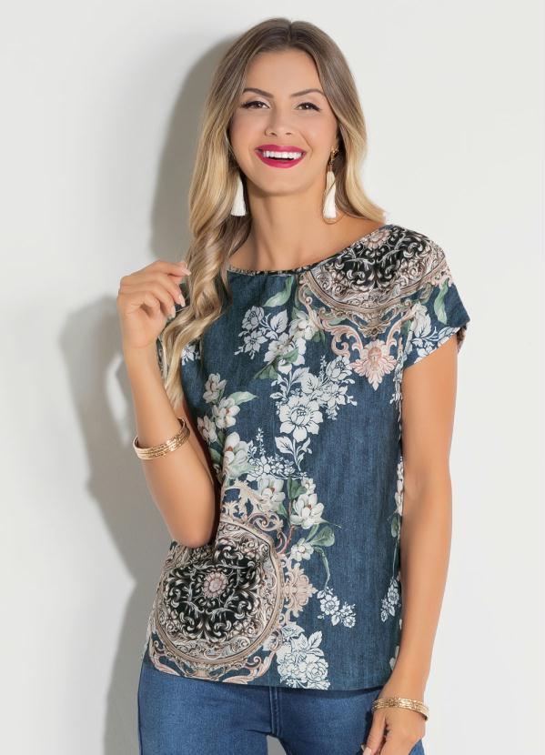 Quintess - Blusa Quintess Floral com Manga Curta