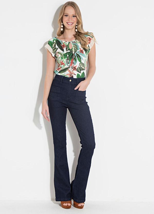 Quintess - Blusa Quintess Floral Verde com Gota Frontal 5