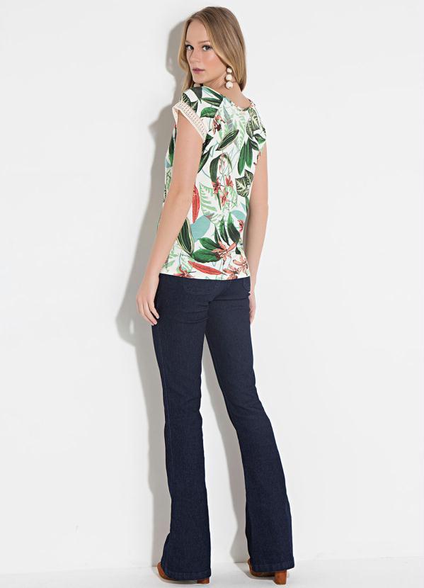 Quintess - Blusa Quintess Floral Verde com Gota Frontal 6