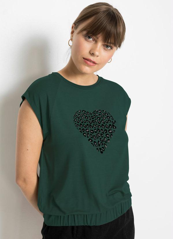 Outlet - Blusa Raglan com Elástico Verde Oliva 2