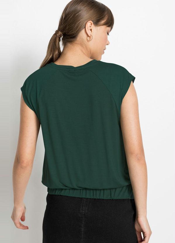 Outlet - Blusa Raglan com Elástico Verde Oliva 3