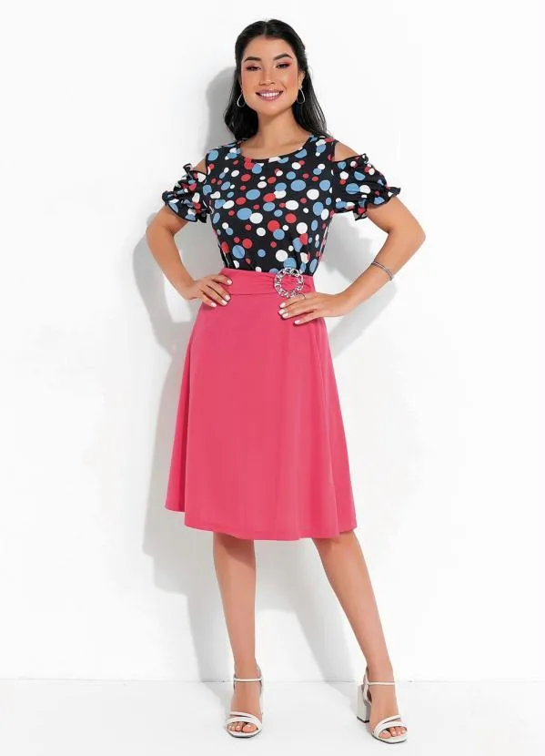 Rosalie - Blusa Recorte Ombro Poá Azul 4