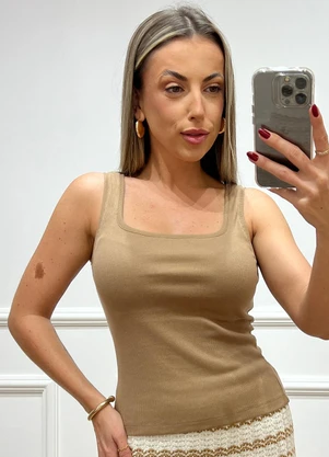 Doce Tom - Blusa Regata Canelada Bege - DOCE TOM