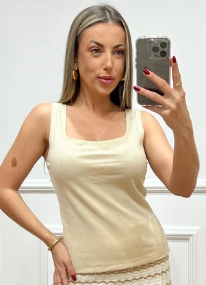 Doce Tom - Blusa Regata Canelada Bege - DOCE TOM