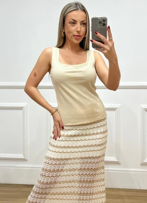 Doce Tom - Blusa Regata Canelada Bege - DOCE TOM