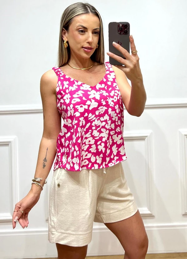 Doce Tom - Blusa Regata Decote V Estampado 2