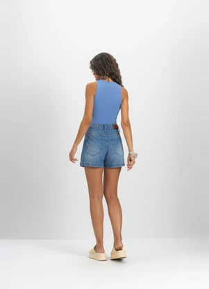 Essendi - Blusa Regata Feminina em Ribana Azul - ESSENDI