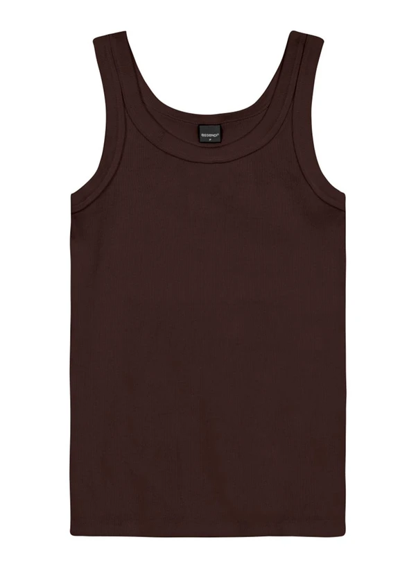 Essendi - Blusa Regata Feminina em Ribana Marrom 4