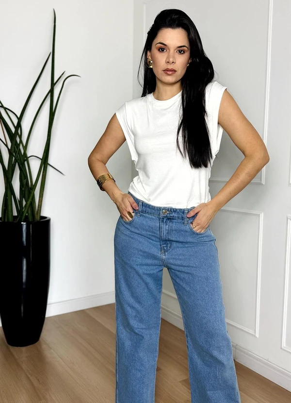 Doce Tom - Blusa Regata Malha com Ombreiras Off 6