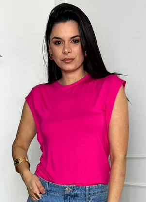 Doce Tom - Blusa Regata Malha com Ombreiras Pink - DOCE TOM