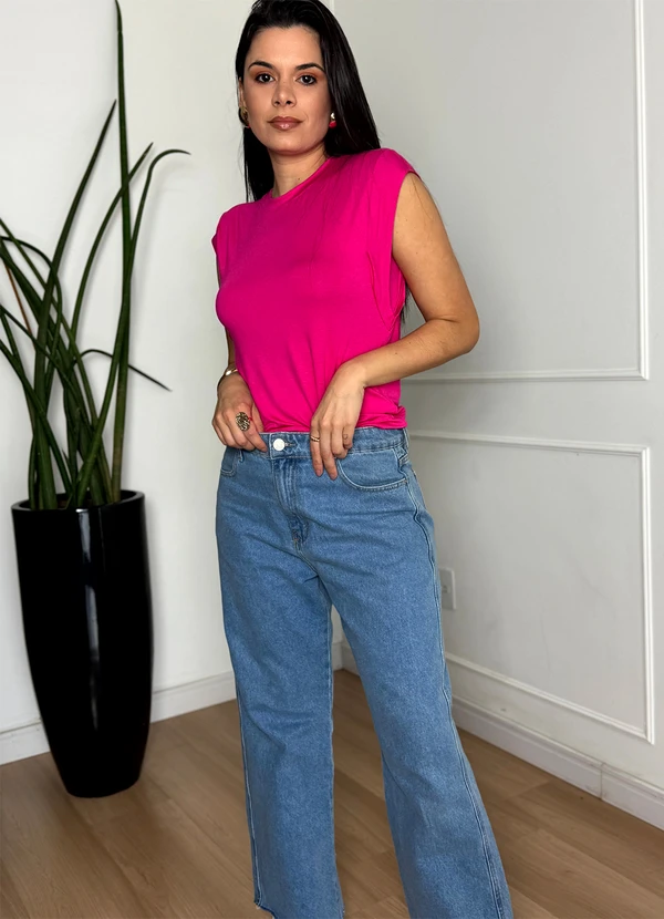 Doce Tom - Blusa Regata Malha com Ombreiras Pink 3