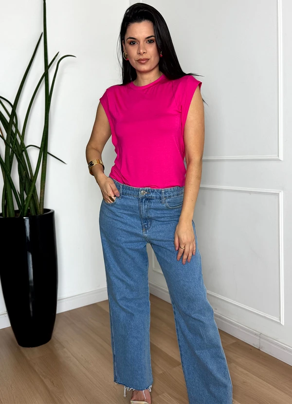 Doce Tom - Blusa Regata Malha com Ombreiras Pink 4