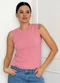 Doce Tom - Blusa  Regata Tricot sem Manga Telada Branca - variação: Rosa