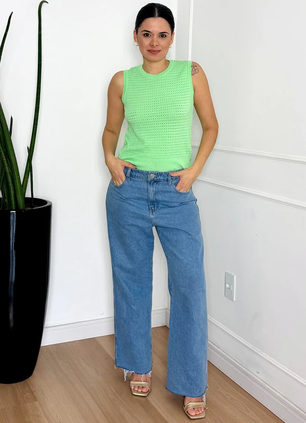 Doce Tom - Blusa  Regata Tricot sem Manga Telada Verde 3