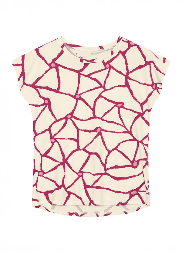 Malwee - Blusa Regular Abstrata em Viscose Branco