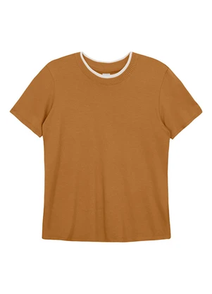 Malwee - Blusa Regular em Moletinho Amarelo Mostarda - MALWEE
