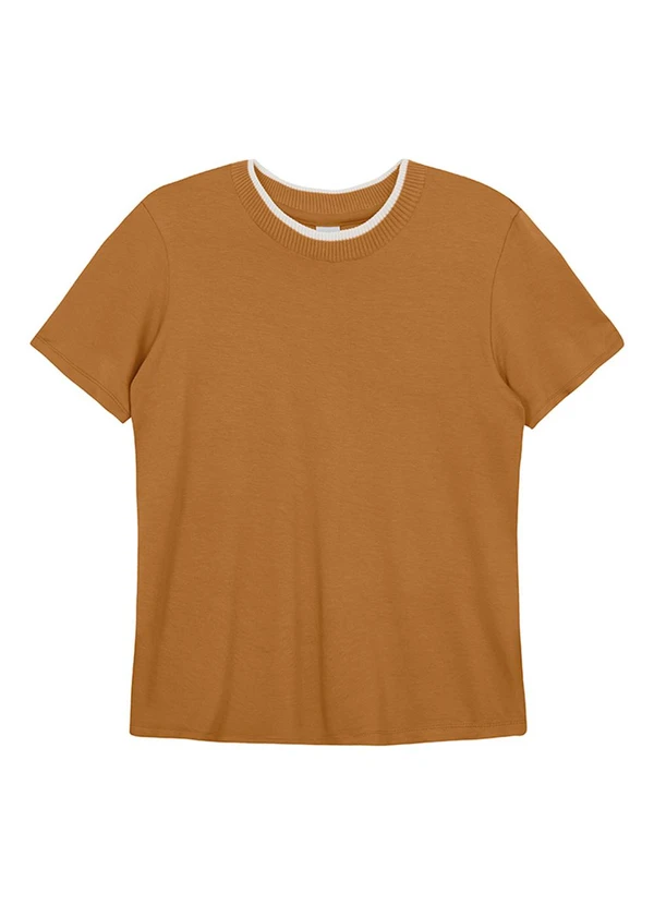 Malwee - Blusa Regular em Moletinho Amarelo Mostarda