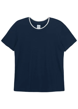 Malwee - Blusa Regular em Moletinho Azul Marinho - MALWEE