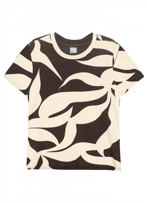 Malwee - Blusa Regular Folhagens em Moletinho Branco - MALWEE