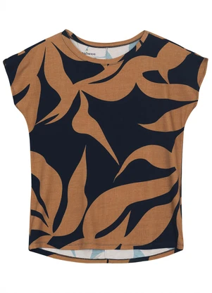 Malwee - Blusa Regular Tropical em Viscose Azul Escuro - MALWEE