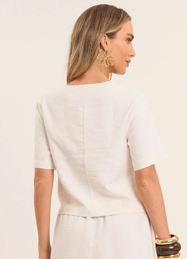 Doce Trama - Blusa Reta Brisamar com Decote Redondo Branco 2