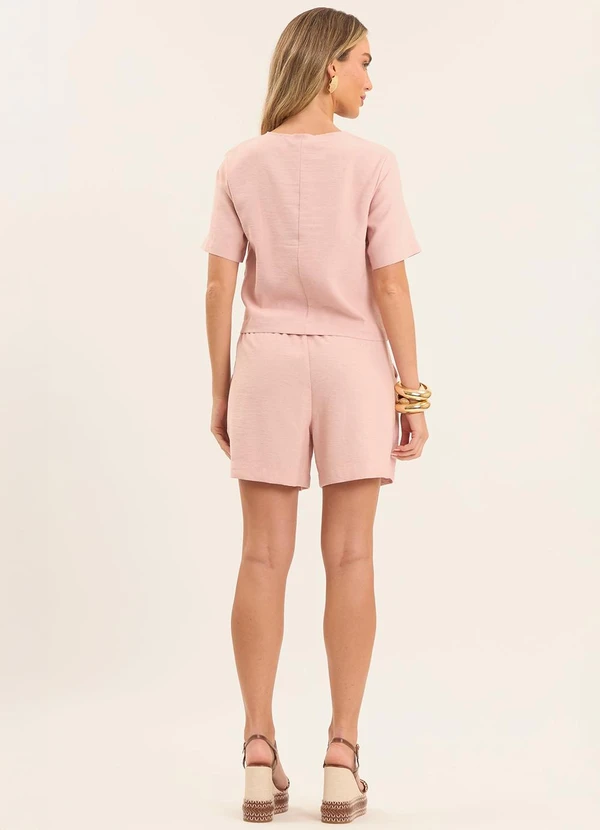 Doce Trama - Blusa Reta Brisamar com Decote Redondo Rosa 4