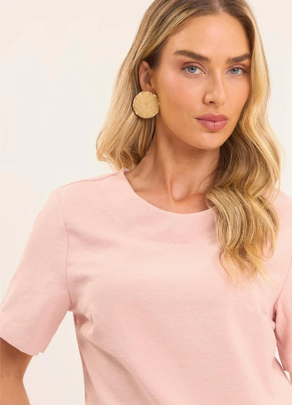 Doce Trama - Blusa Reta Brisamar com Decote Redondo Rosa 5
