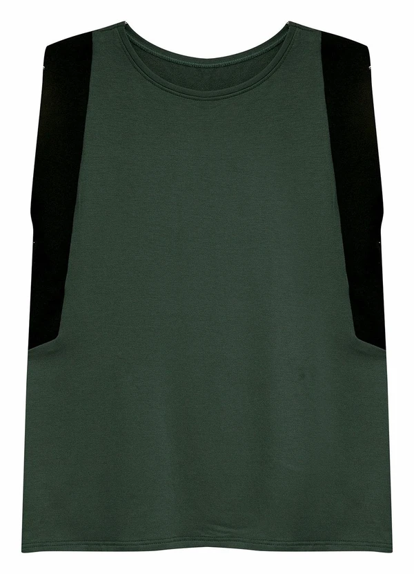 Malwee - Blusa Reta com Recorte Verde Militar
