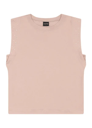 Enfim - Blusa Reta com Strass Nude - ENFIM