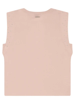 Enfim - Blusa Reta com Strass Nude - ENFIM