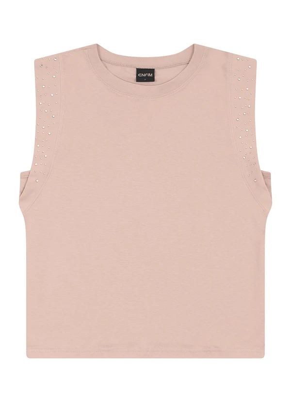 Enfim - Blusa Reta com Strass Nude