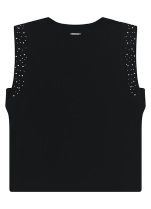 Enfim - Blusa Reta com Strass Preto - ENFIM